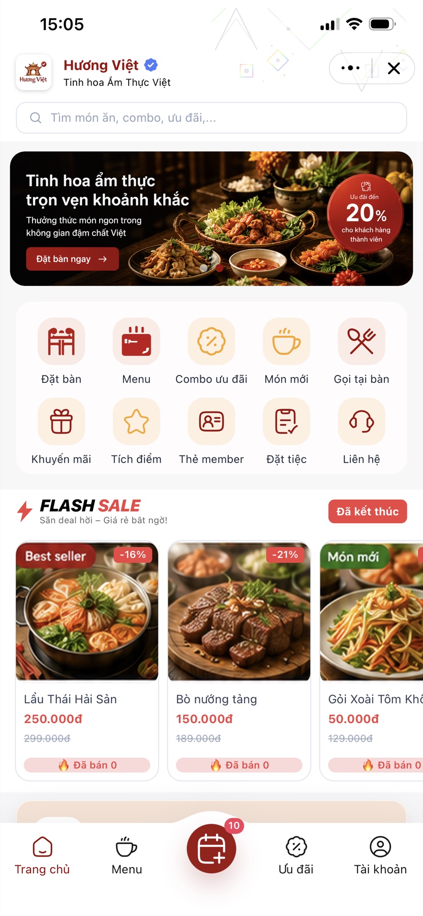 Giao diện Mini App mẫu [T3] FnB - Cửa Hàng Cà Phê