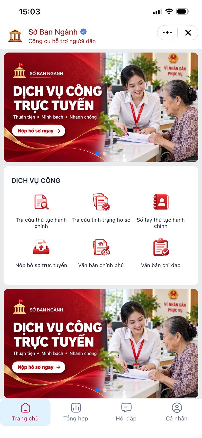 Giao diện Mini App mẫu [T42] Sở Ban Ngành