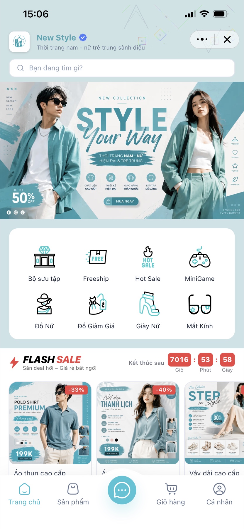 Giao diện Mini App mẫu [T5] Bán Lẻ - Thời Trang