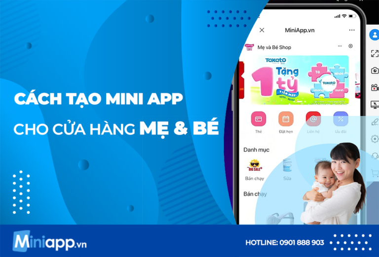 tạo mini app cho cửa hàng mẹ và bé